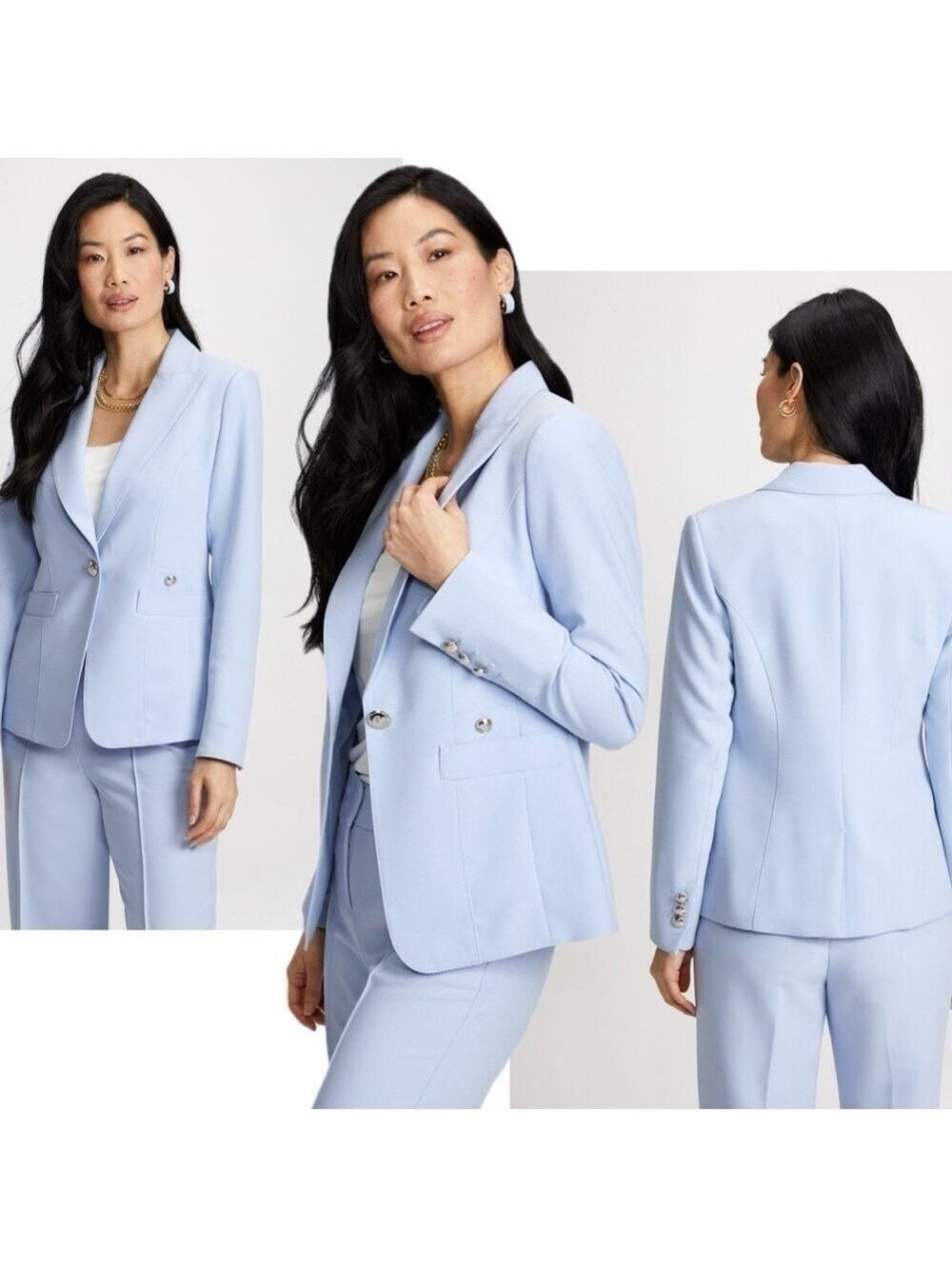 Laura baby blue single breasted tailored fitted blazer jacket Sz 8 NWOT